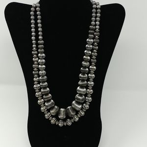 LAST ONE Ribbed Bead Double Strand Necklace
